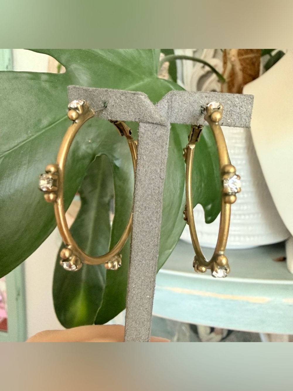 Sorrelli Crystal Brass Tone Hoop Earrings - Picture 3 of 9